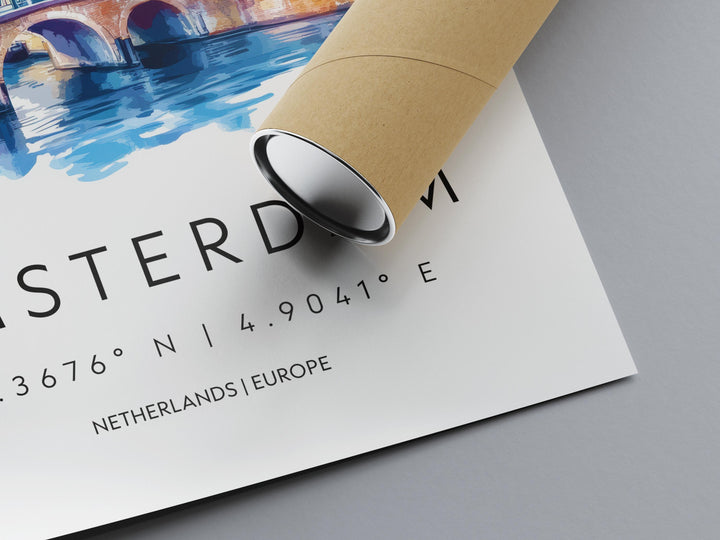 Amsterdam Watercolor Poster Wall Art Amsterdam Wall Decor Home Décor Amsterdam Gift Netherlands Art Lover Gift, Travel Souvenir Print