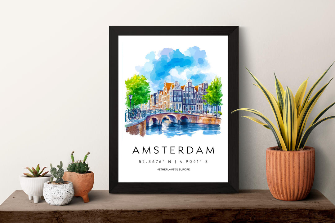 Amsterdam Watercolor Poster Wall Art Amsterdam Wall Decor Home Décor Amsterdam Gift Netherlands Art Lover Gift, Travel Souvenir Print