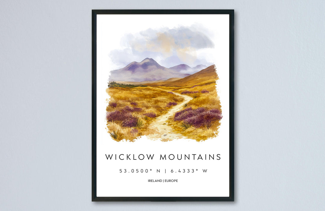 Wicklow Mountains Watercolor Poster Wall Art Wicklow Decor Home Décor Wicklow Gift Ireland Art Lover Gift, Travel Souvenir Print