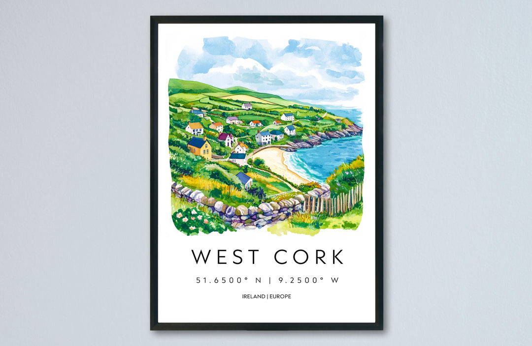 West Cork Watercolor Poster Wall Art West Cork Wall Decor Home Décor West Cork Gift Ireland Art Lover Gift, Travel Souvenir Print