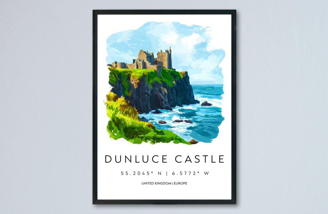 Dunluce Castle Watercolor Poster Wall Art Dunluce Castle Decor Home Décor Dunluce Castle Gift UK Art Lover Gift, Travel Souvenir Print