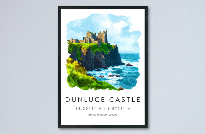 Dunluce Castle Watercolor Poster Wall Art Dunluce Castle Decor Home Décor Dunluce Castle Gift UK Art Lover Gift, Travel Souvenir Print