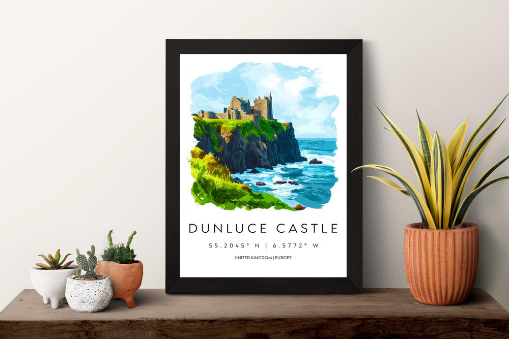 Dunluce Castle Watercolor Poster Wall Art Dunluce Castle Decor Home Décor Dunluce Castle Gift UK Art Lover Gift, Travel Souvenir Print
