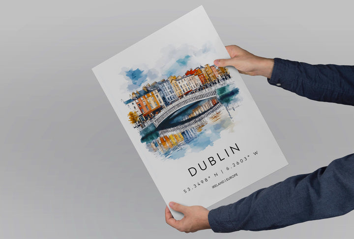Dublin Watercolor Poster Wall Art Dublin Wall Decor Home Décor Dublin Gift Ireland Art Lover Gift, Travel Souvenir Print