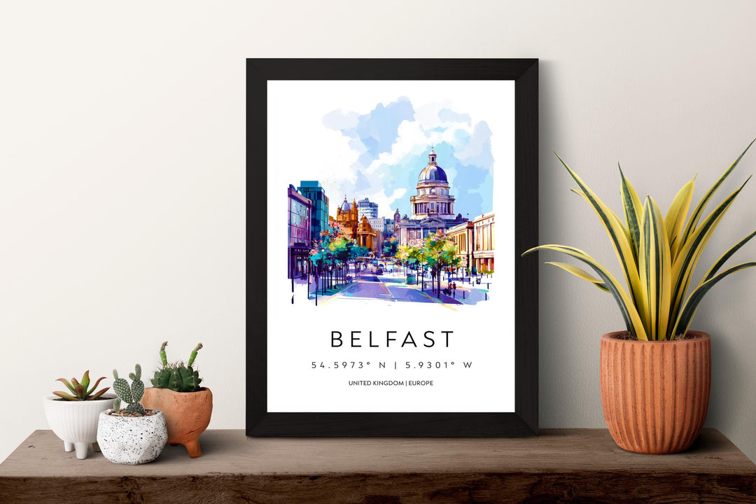 Belfast Watercolor Poster Wall Art Belfast Wall Decor Home Décor Belfast Gift UK Art Lover Gift, Travel Souvenir Print