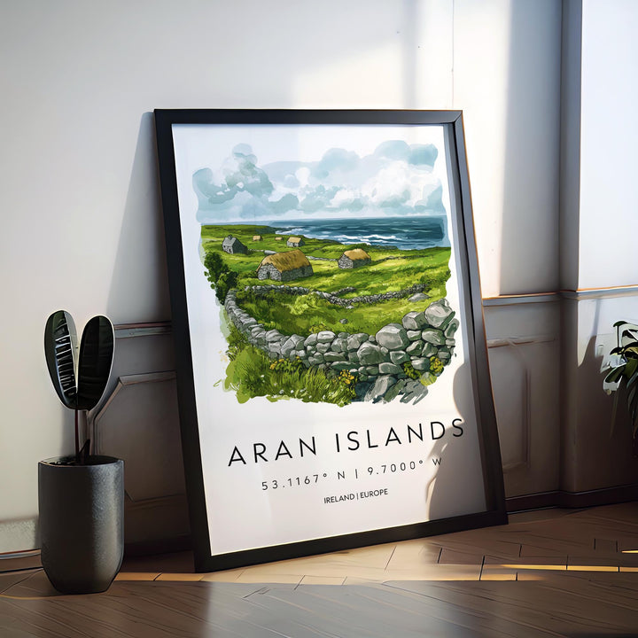 Aran Islands Watercolor Poster Wall Art Aran Islands Wall Decor Home Décor Aran Islands Gift Ireland Art Lover Gift, Travel Souvenir Print