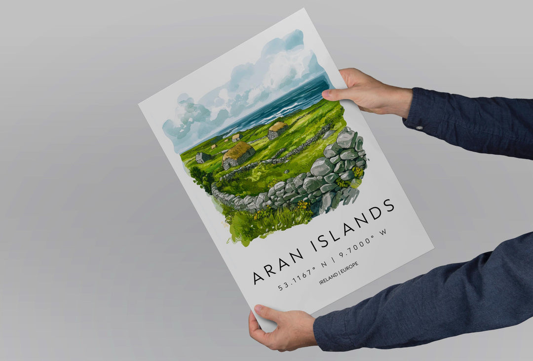 Aran Islands Watercolor Poster Wall Art Aran Islands Wall Decor Home Décor Aran Islands Gift Ireland Art Lover Gift, Travel Souvenir Print