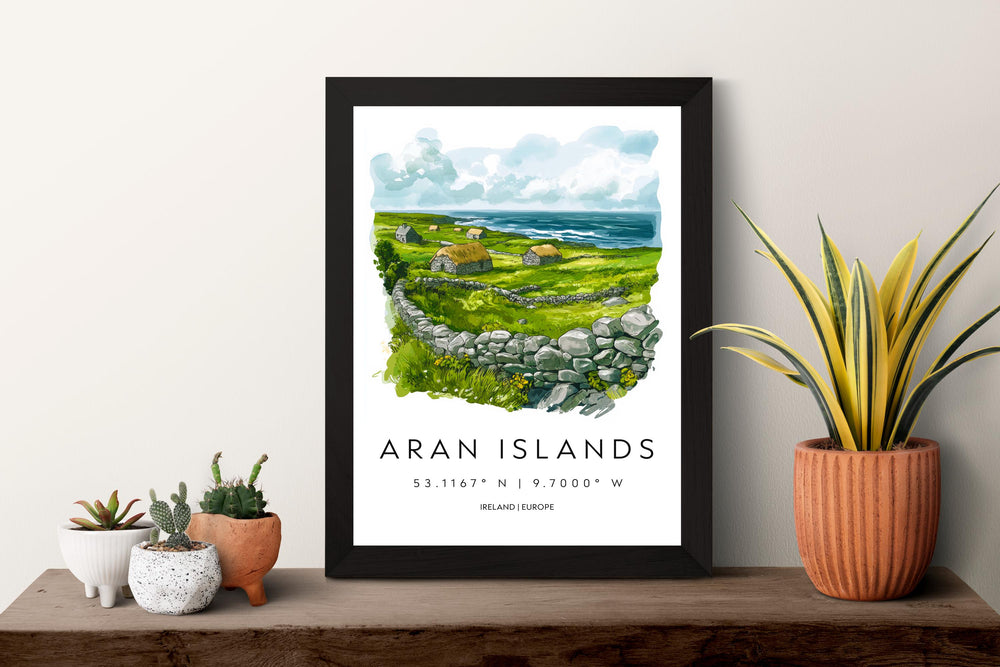 Aran Islands Watercolor Poster Wall Art Aran Islands Wall Decor Home Décor Aran Islands Gift Ireland Art Lover Gift, Travel Souvenir Print