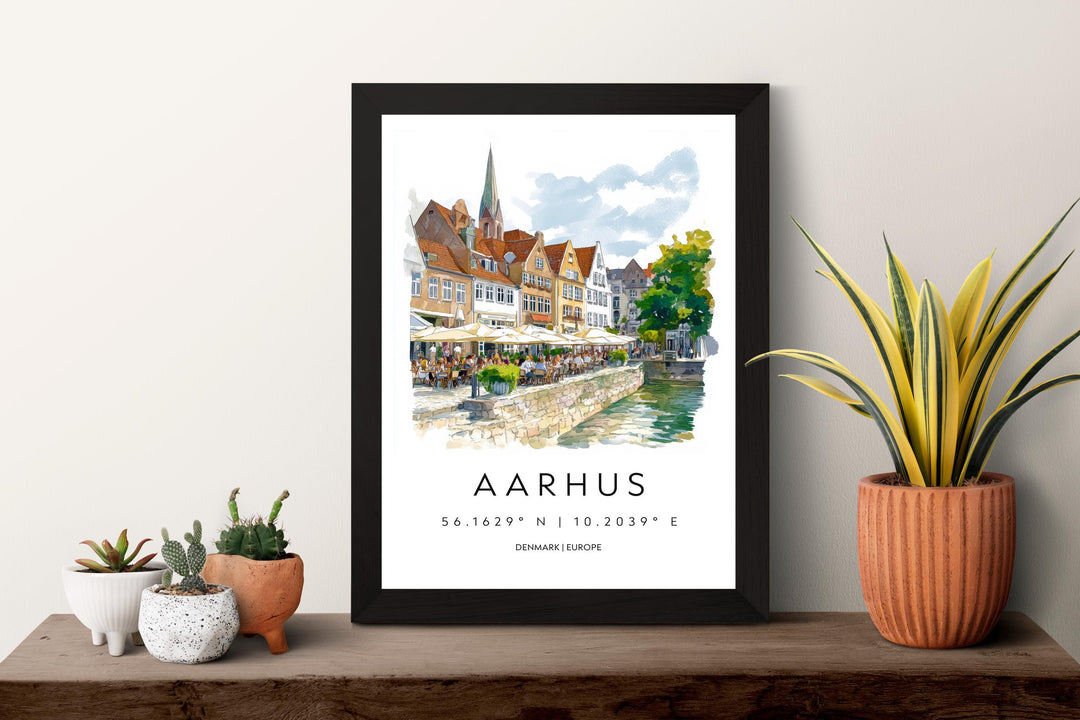 Aarhus Watercolor Poster Wall Art Aarhus Wall Decor Home Décor Aarhus Gift Denmark Art Lover Gift, Travel Souvenir Print