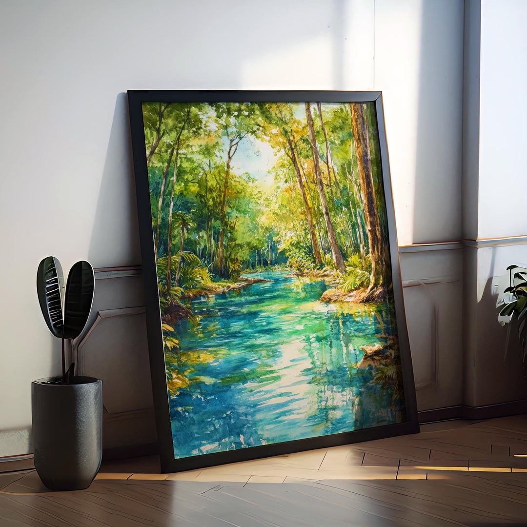 Rainbow Springs State Park Watercolor Poster Wall Art Rainbow Springs Wall Hanging Home Décor Rainbow Springs Gift Art Lovers United States