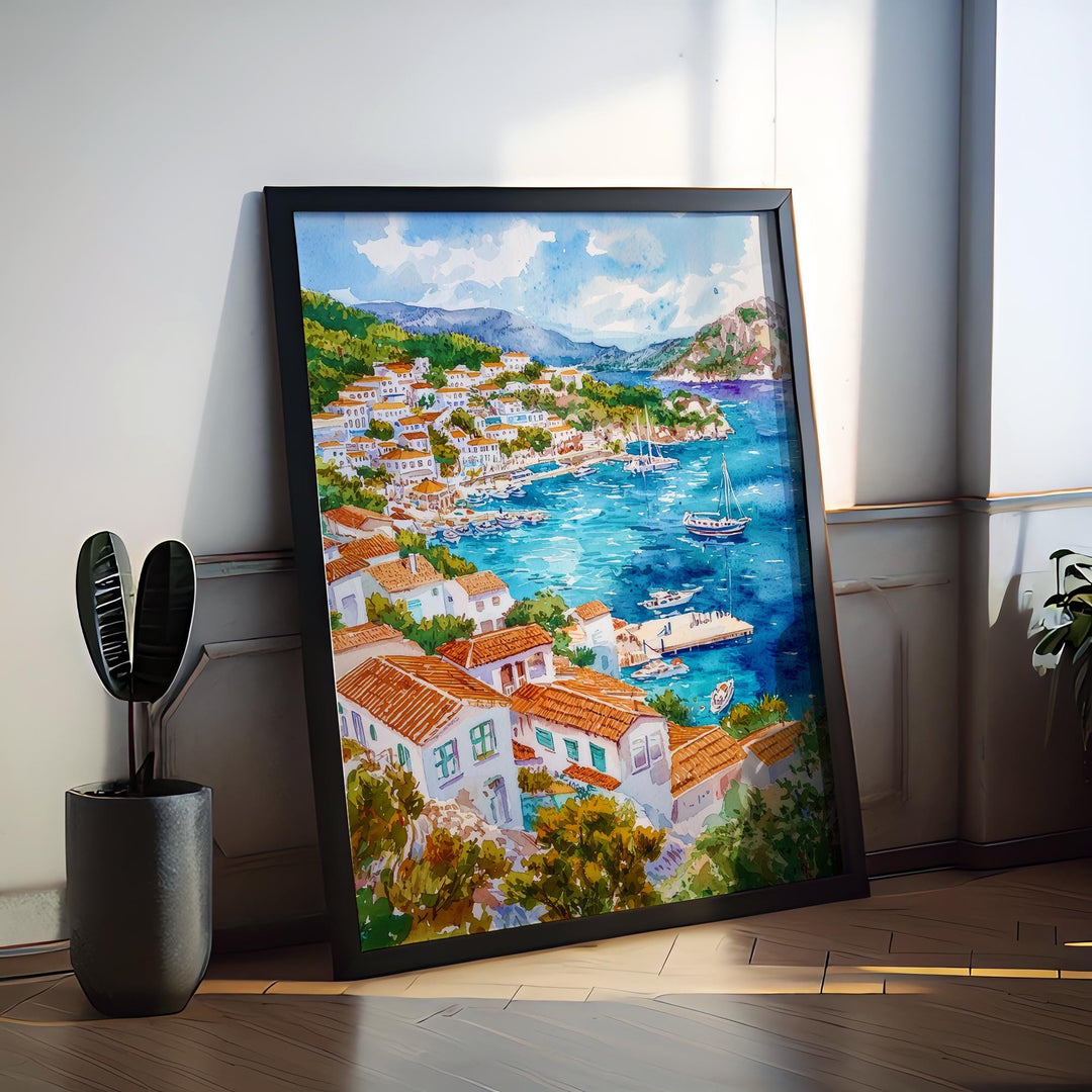 Kas Watercolor Poster Wall Art Kas Wall Hanging Home Décor Kas Gift Art Lovers Turkey Art Lover Gift