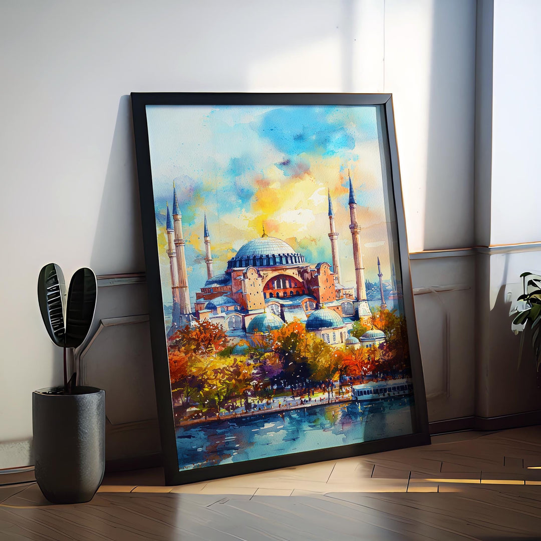 Istanbul Watercolor Poster Wall Art Istanbul Wall Hanging Home Décor Istanbul Gift Art Lovers Turkey Art Lover Gift