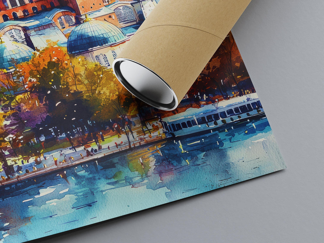 Istanbul Watercolor Poster Wall Art Istanbul Wall Hanging Home Décor Istanbul Gift Art Lovers Turkey Art Lover Gift