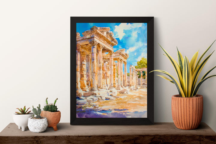 Ephesus Watercolor Poster Wall Art Ephesus Wall Hanging Home Décor Ephesus Gift Art Lovers Turkey Wall Art Ephesus Travel Poster Gift