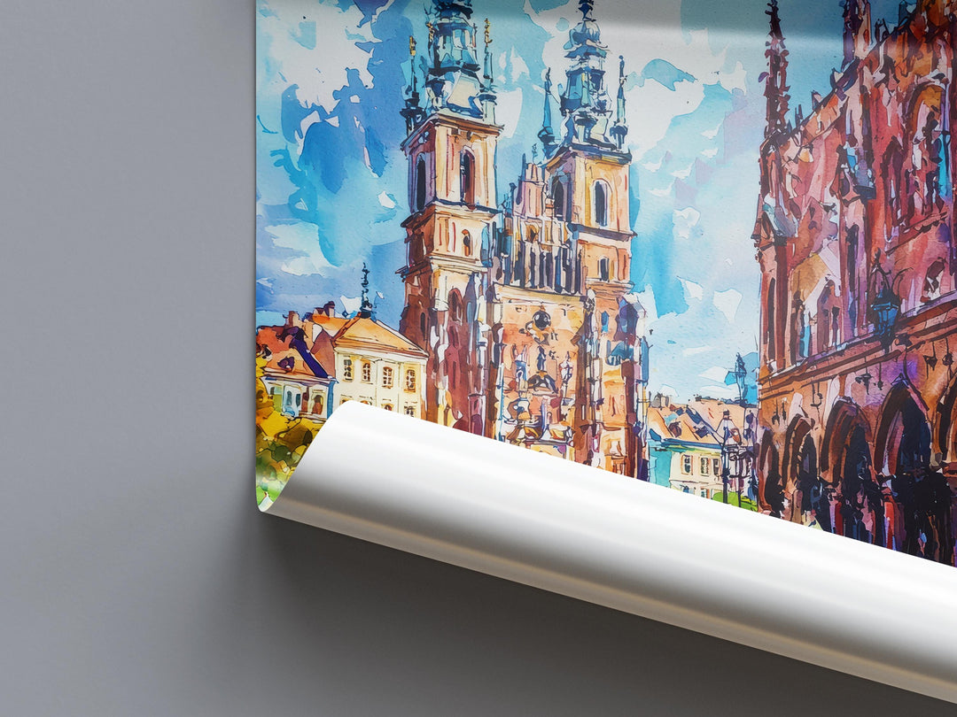 Krakow Watercolor Poster Wall Art Krakow Wall Hanging Home Décor Krakow Gift Art Lovers Poland Wall Art Krakow Travel Poster Gift