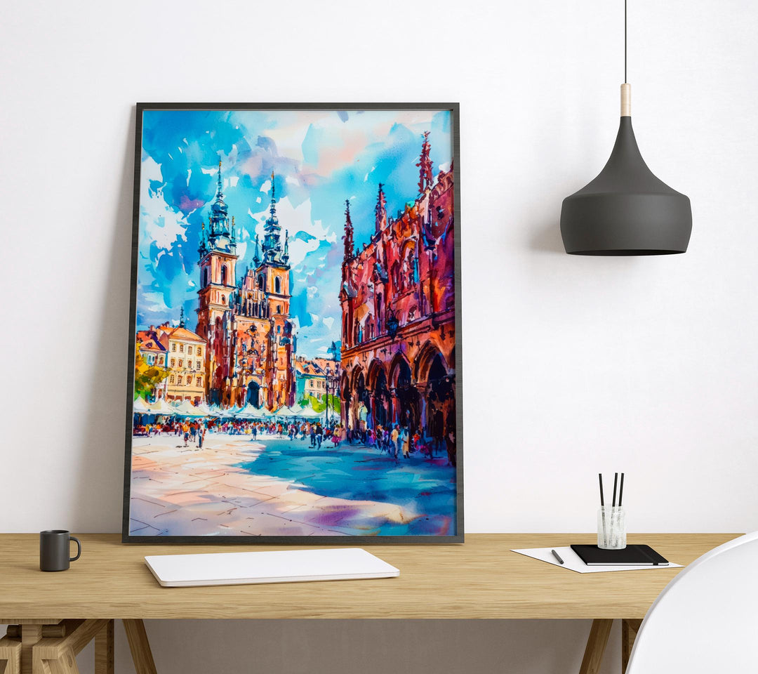 Krakow Watercolor Poster Wall Art Krakow Wall Hanging Home Décor Krakow Gift Art Lovers Poland Wall Art Krakow Travel Poster Gift