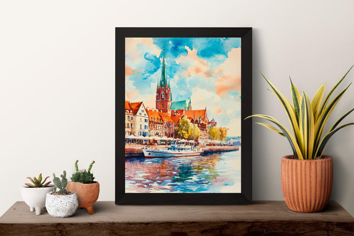 Szczecin Watercolor Poster Wall Art Szczecin Wall Hanging Home Décor Szczecin Gift Art Lovers Poland Wall Art Szczecin Travel Poster Gift