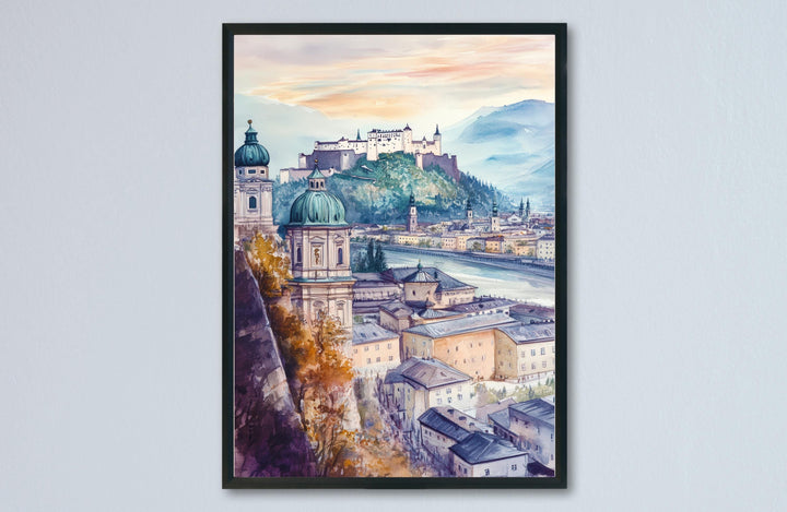 Salzburg Watercolor Poster Wall Art Salzburg Wall Hanging Home Décor Salzburg Gift Art Lovers Austria Wall Art