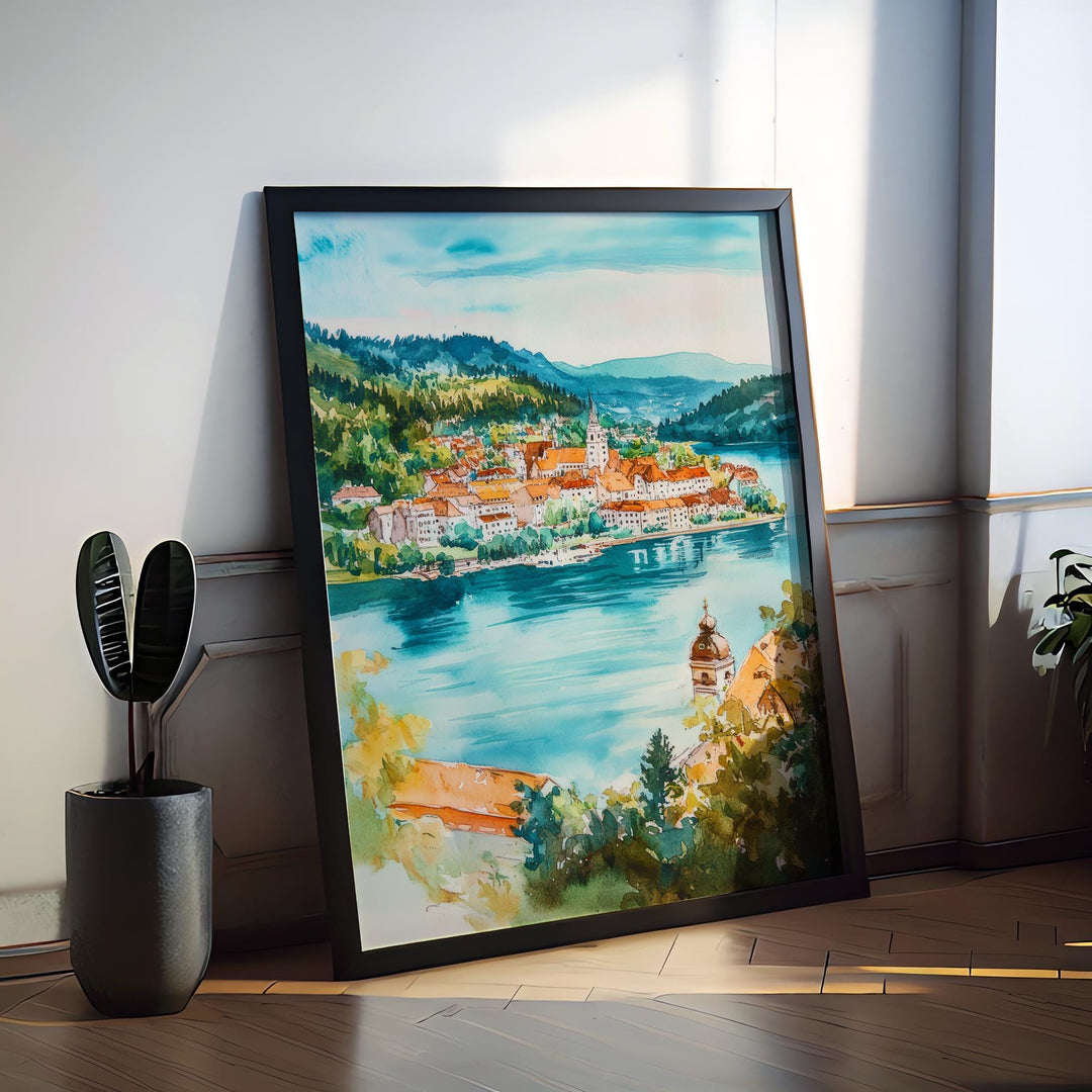 Klagenfurt Watercolor Poster Wall Art Klagenfurt Wall Hanging Home Décor Klagenfurt Gift Art Lovers Austria Wall Art