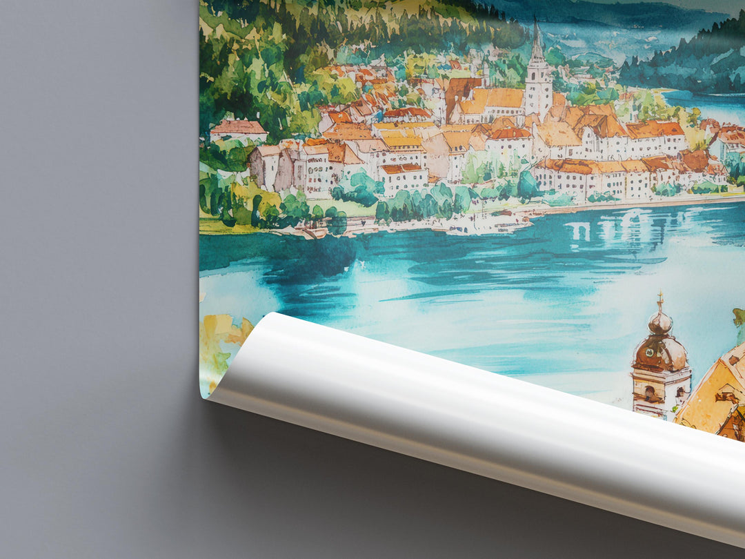Klagenfurt Watercolor Poster Wall Art Klagenfurt Wall Hanging Home Décor Klagenfurt Gift Art Lovers Austria Wall Art