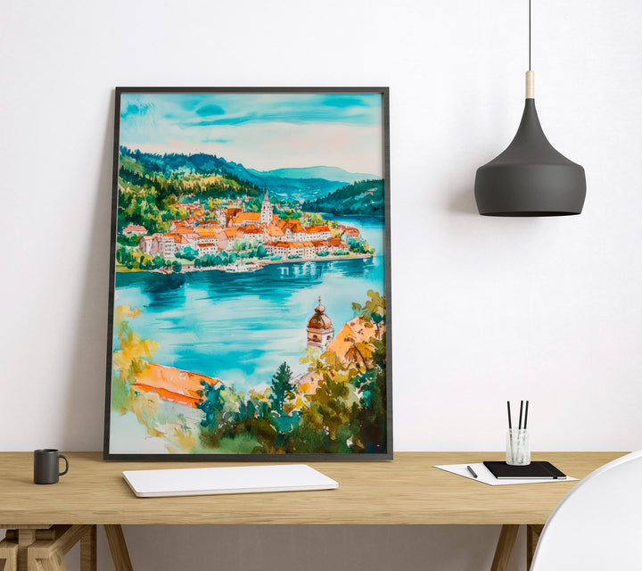 Klagenfurt Watercolor Poster Wall Art Klagenfurt Wall Hanging Home Décor Klagenfurt Gift Art Lovers Austria Wall Art