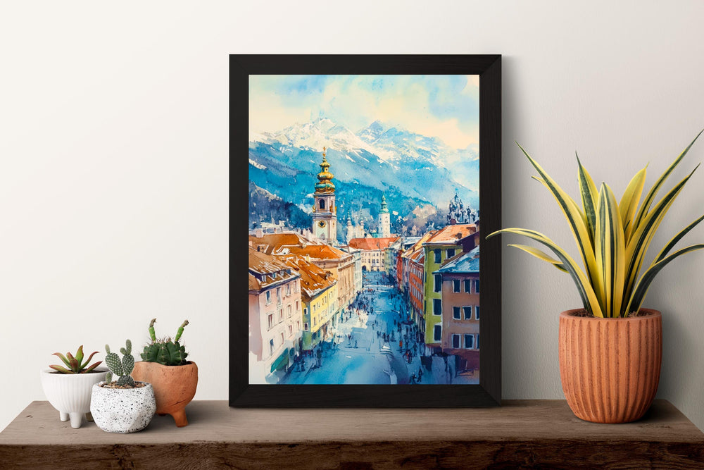 Innsbruck Watercolor Poster Wall Art Innsbruck Wall Hanging Home Décor Innsbruck Gift Art Lovers Austria Wall Art