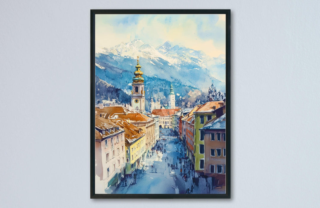 Innsbruck Watercolor Poster Wall Art Innsbruck Wall Hanging Home Décor Innsbruck Gift Art Lovers Austria Wall Art