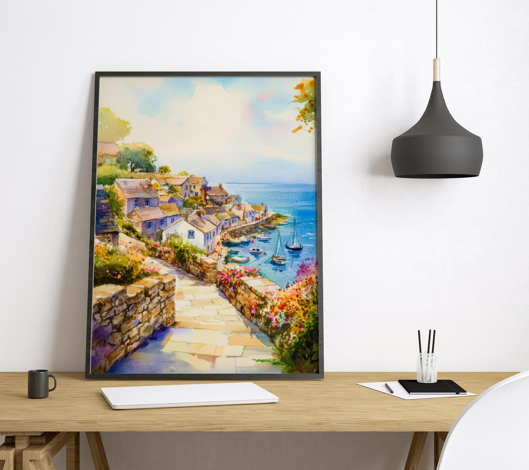 Mevagissey Watercolor Poster Wall Art Mevagissey Wall Hanging Home Décor Mevagissey Gift Art Lovers United Kingdom Wall Art