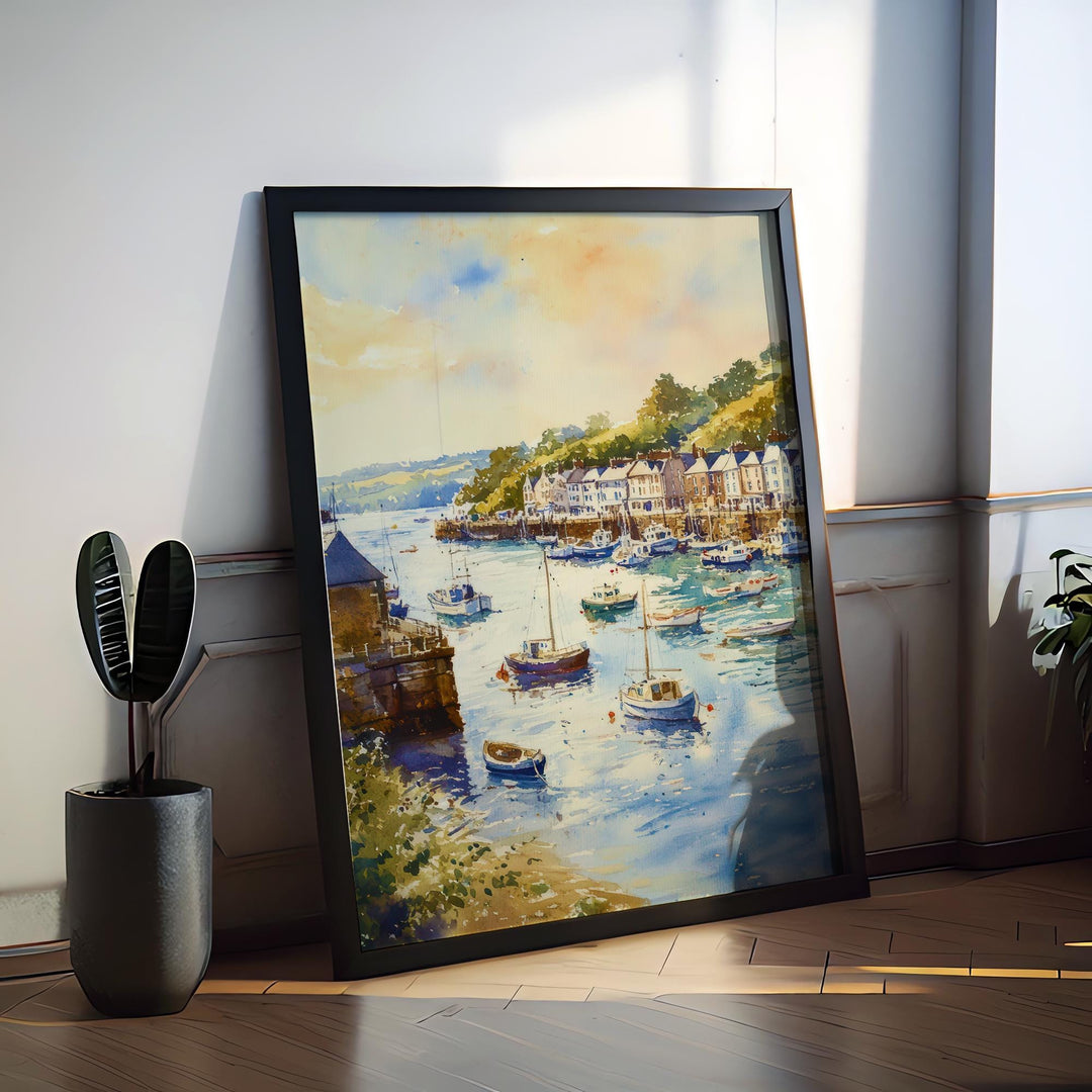 Fowey Watercolor Poster Wall Art Fowey Wall Hanging Home Décor Fowey Gift Art Lovers United Kingdom Wall Art