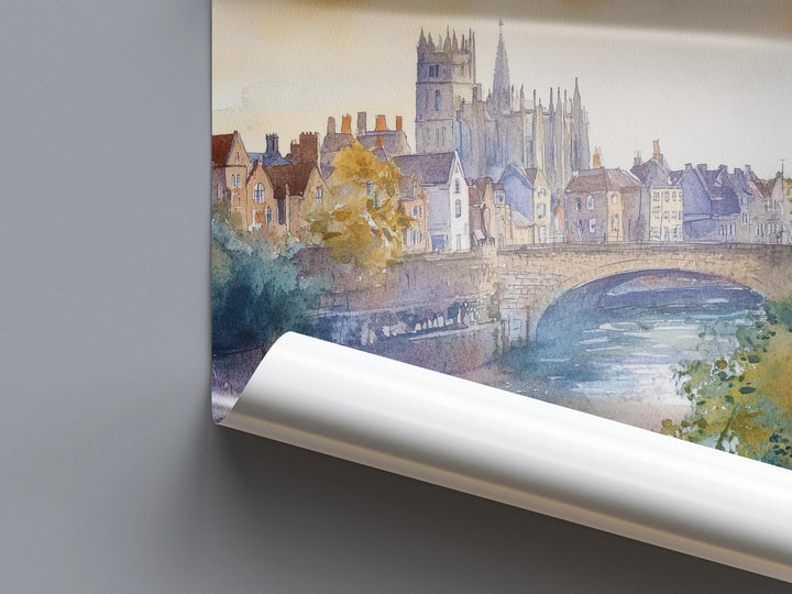 Exeter Watercolor Poster Wall Art Exeter Wall Hanging Home Décor Exeter Gift Art Lovers United Kingdom Wall Art