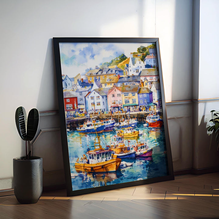 Brixham Watercolor Poster Wall Art Brixham Wall Hanging Home Décor Brixham Gift Art Lovers United Kingdom Wall Art