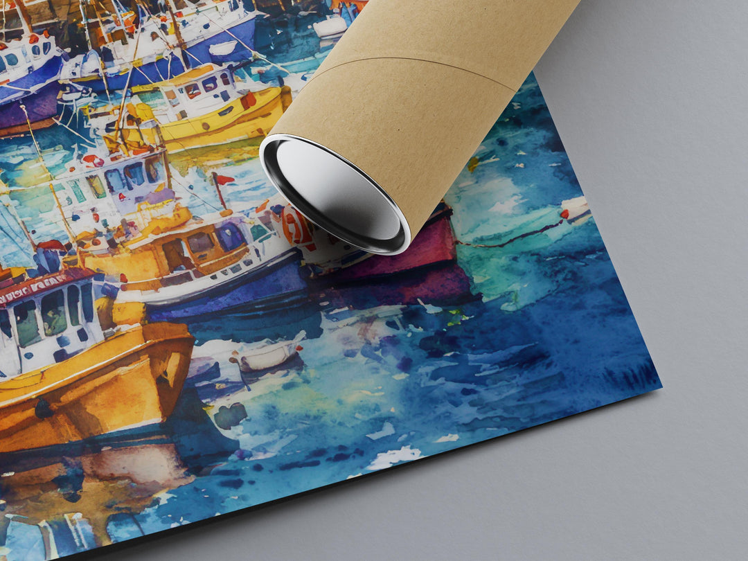 Brixham Watercolor Poster Wall Art Brixham Wall Hanging Home Décor Brixham Gift Art Lovers United Kingdom Wall Art