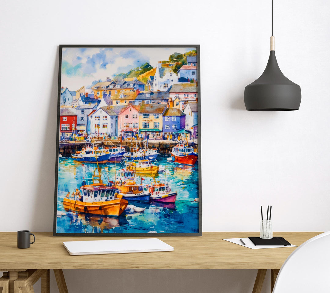 Brixham Watercolor Poster Wall Art Brixham Wall Hanging Home Décor Brixham Gift Art Lovers United Kingdom Wall Art