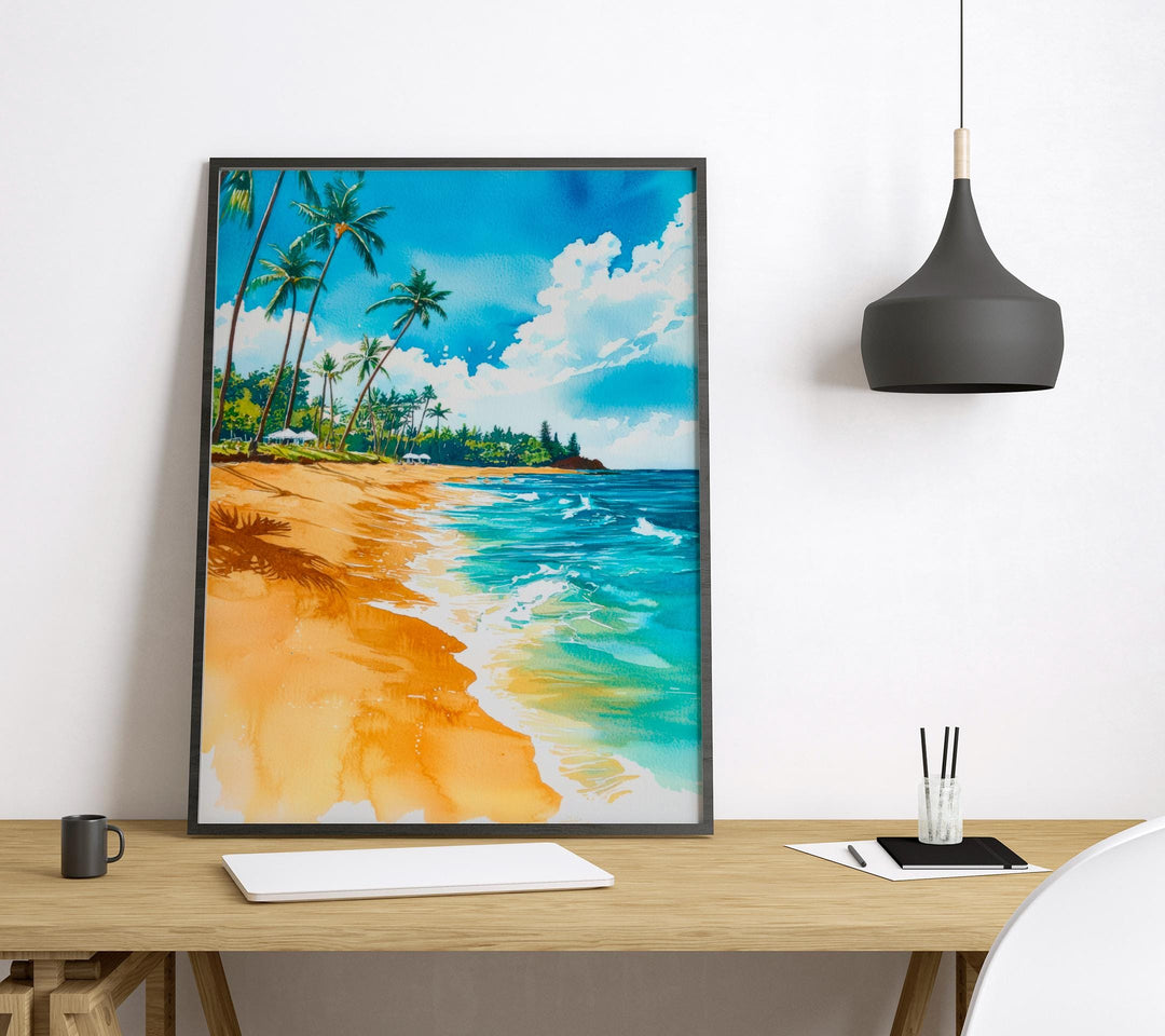 Poipu Beach Watercolor Poster Wall Art Poipu Beach Wall Hanging Home Décor Poipu Beach Gift Art Lovers United States Wall Art