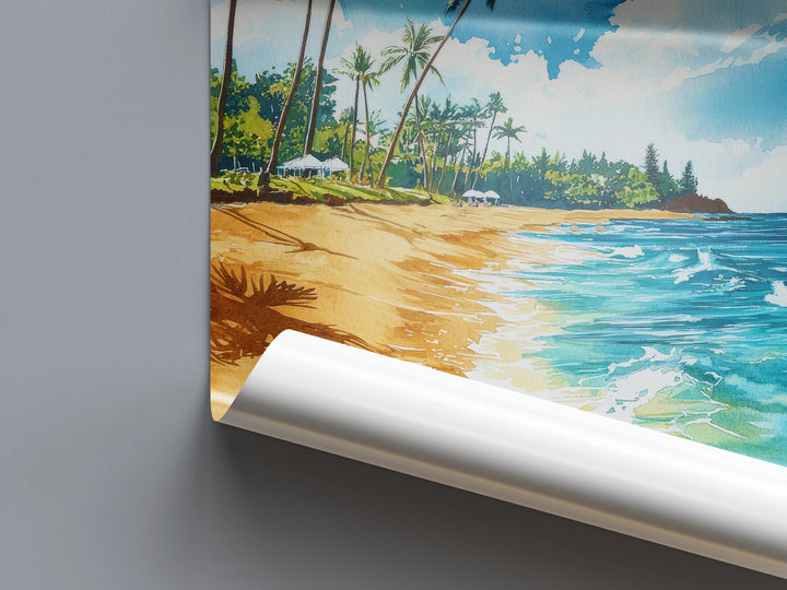 Poipu Beach Watercolor Poster Wall Art Poipu Beach Wall Hanging Home Décor Poipu Beach Gift Art Lovers United States Wall Art