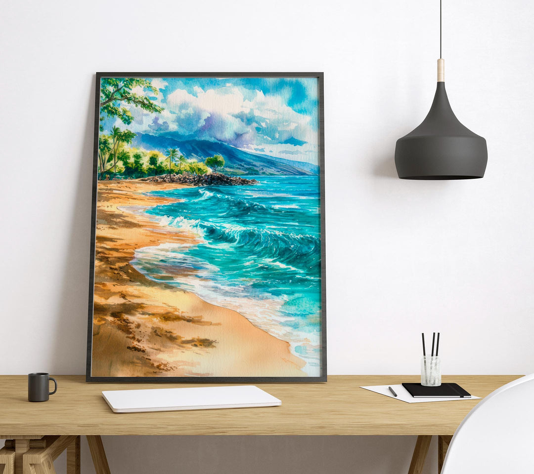 Makena Beach Watercolor Poster Wall Art Makena Beach Wall Hanging Home Décor Makena Beach Gift Art Lovers United States Wall Art