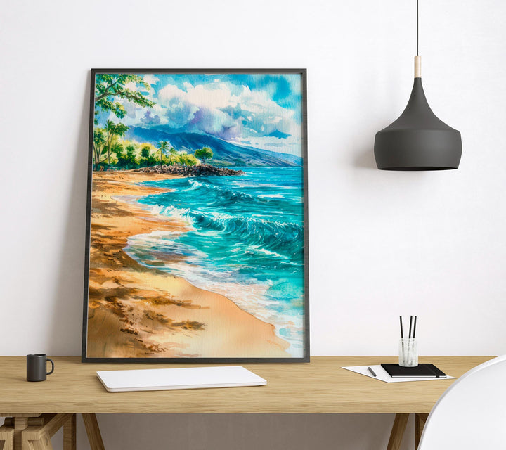 Makena Beach Watercolor Poster Wall Art Makena Beach Wall Hanging Home Décor Makena Beach Gift Art Lovers United States Wall Art