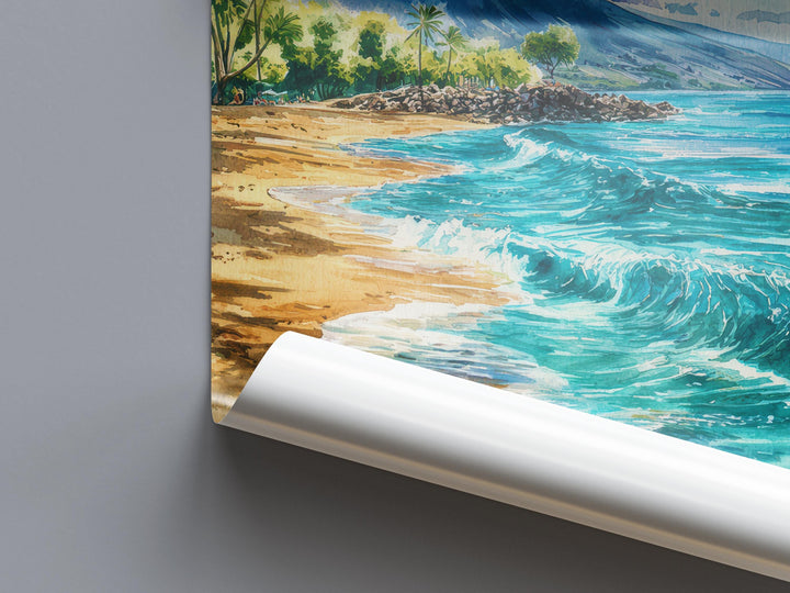 Makena Beach Watercolor Poster Wall Art Makena Beach Wall Hanging Home Décor Makena Beach Gift Art Lovers United States Wall Art