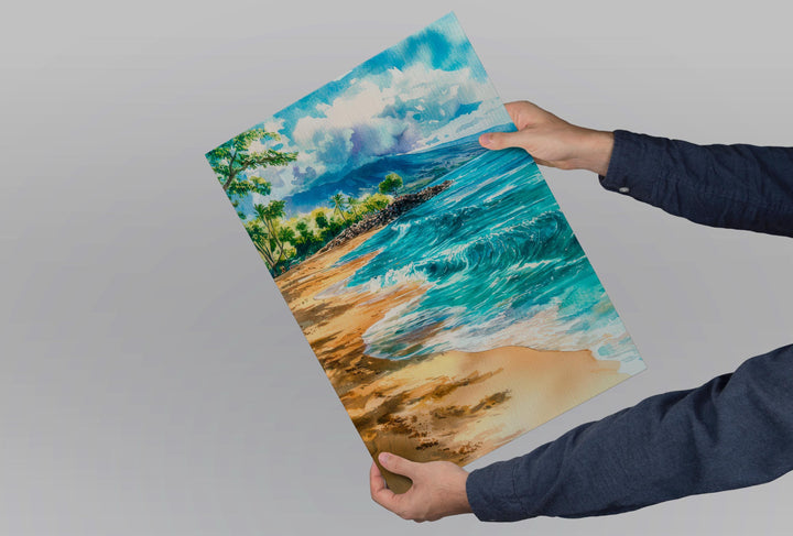Makena Beach Watercolor Poster Wall Art Makena Beach Wall Hanging Home Décor Makena Beach Gift Art Lovers United States Wall Art