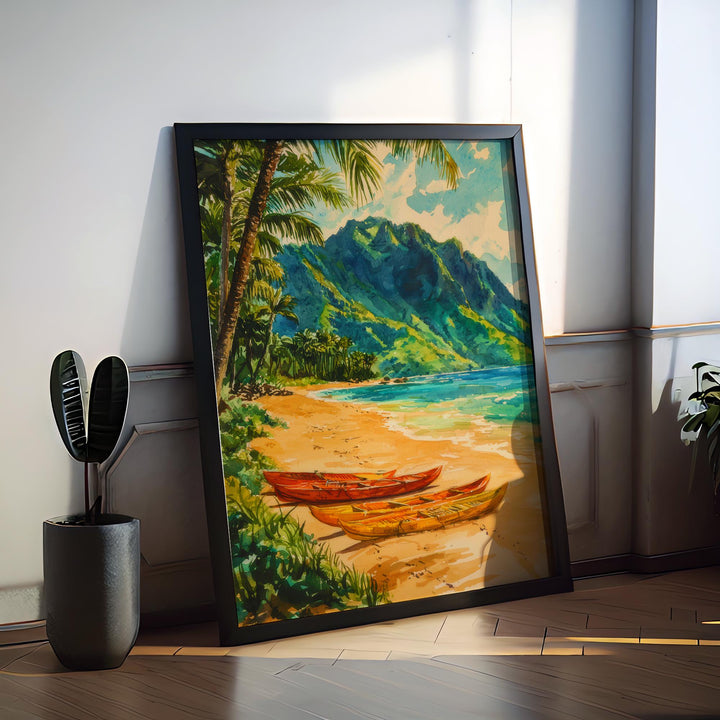 Lumahai Beach Watercolor Poster Wall Art Lumahai Beach Wall Hanging Home Décor Lumahai Beach Gift Art Lovers United States Wall Art