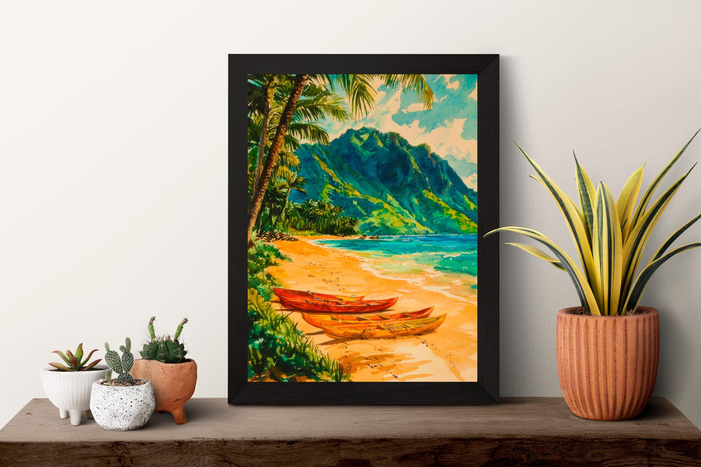 Lumahai Beach Watercolor Poster Wall Art Lumahai Beach Wall Hanging Home Décor Lumahai Beach Gift Art Lovers United States Wall Art
