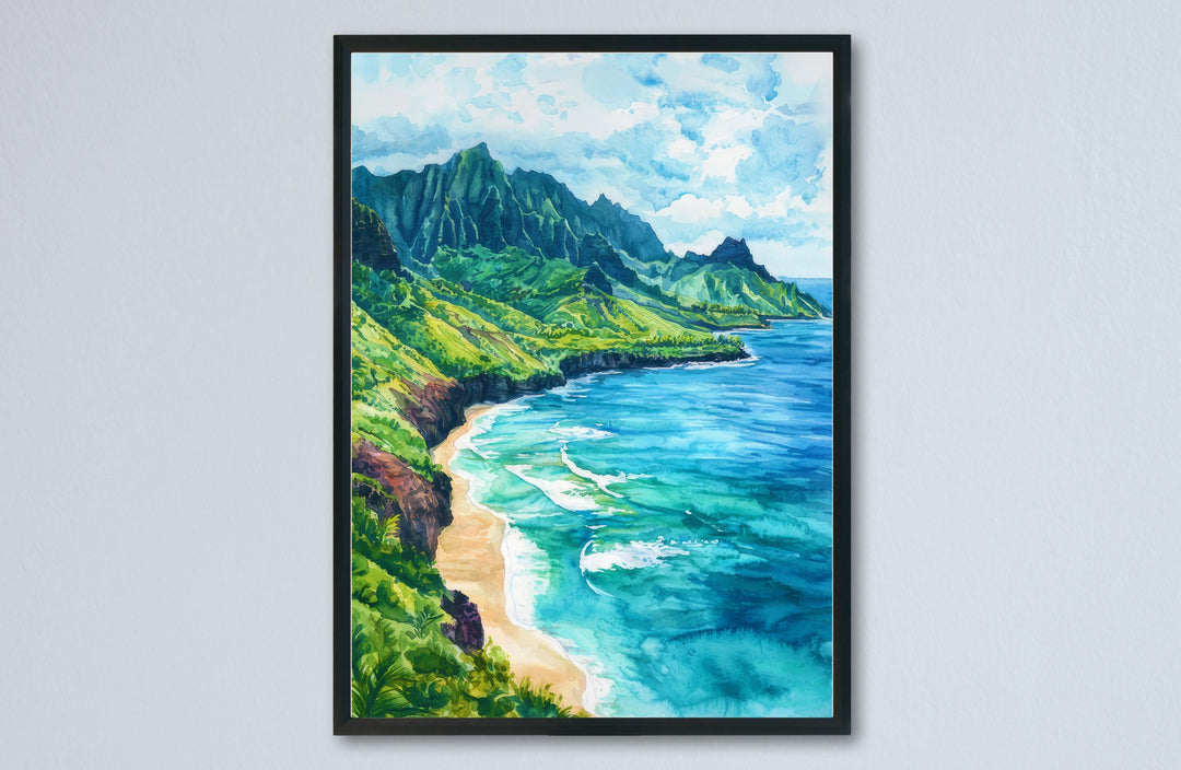 Kauai Watercolor Poster Wall Art Kauai Wall Hanging Home Décor Kauai Gift Art Lovers United States Wall Art