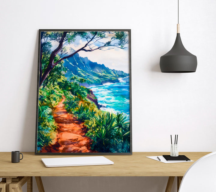 Kalalau Trail Watercolor Poster Wall Art Kalalau Trail Wall Hanging Home Décor Kalalau Trail Gift Art Lovers United States Wall Art