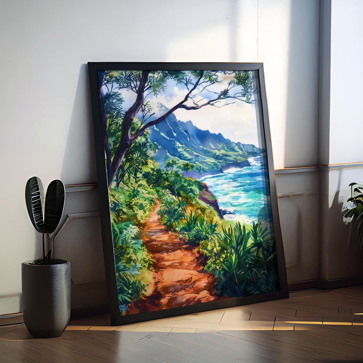 Kalalau Trail Watercolor Poster Wall Art Kalalau Trail Wall Hanging Home Décor Kalalau Trail Gift Art Lovers United States Wall Art