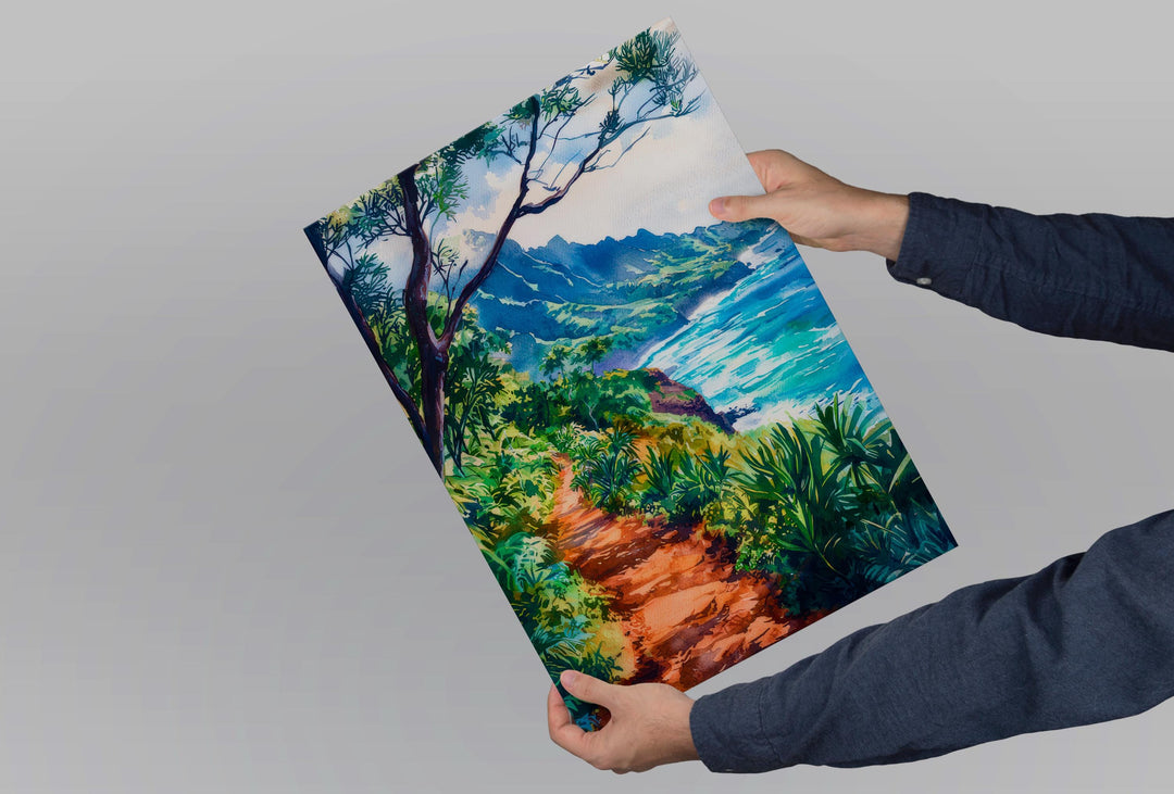Kalalau Trail Watercolor Poster Wall Art Kalalau Trail Wall Hanging Home Décor Kalalau Trail Gift Art Lovers United States Wall Art