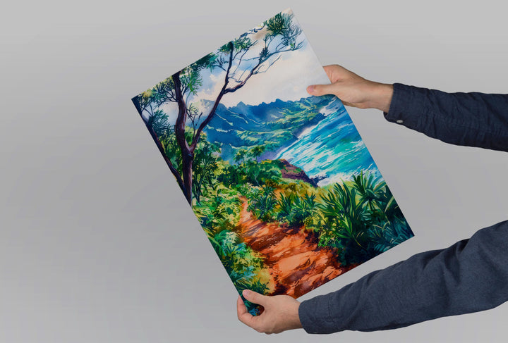 Kalalau Trail Watercolor Poster Wall Art Kalalau Trail Wall Hanging Home Décor Kalalau Trail Gift Art Lovers United States Wall Art