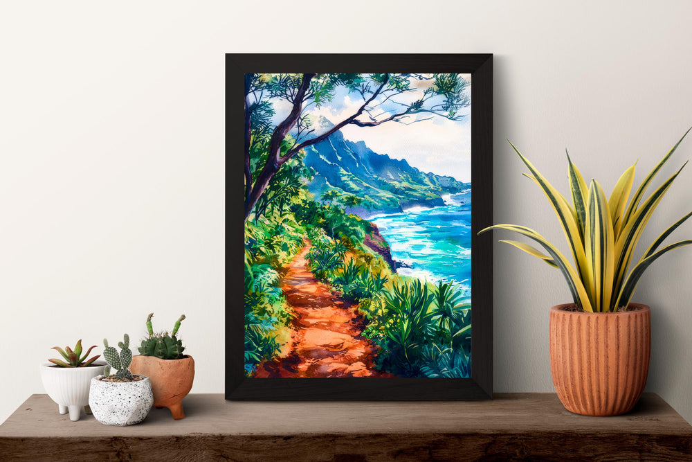 Kalalau Trail Watercolor Poster Wall Art Kalalau Trail Wall Hanging Home Décor Kalalau Trail Gift Art Lovers United States Wall Art