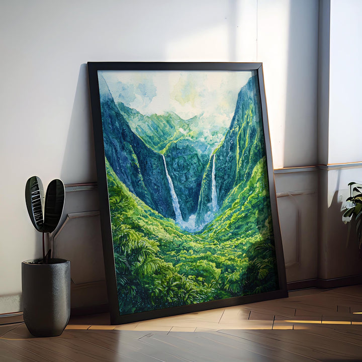 Halawa Valley Watercolor Poster Wall Art Halawa Valley Wall Hanging Home Décor Halawa Valley Gift Art Lovers United States Wall Art