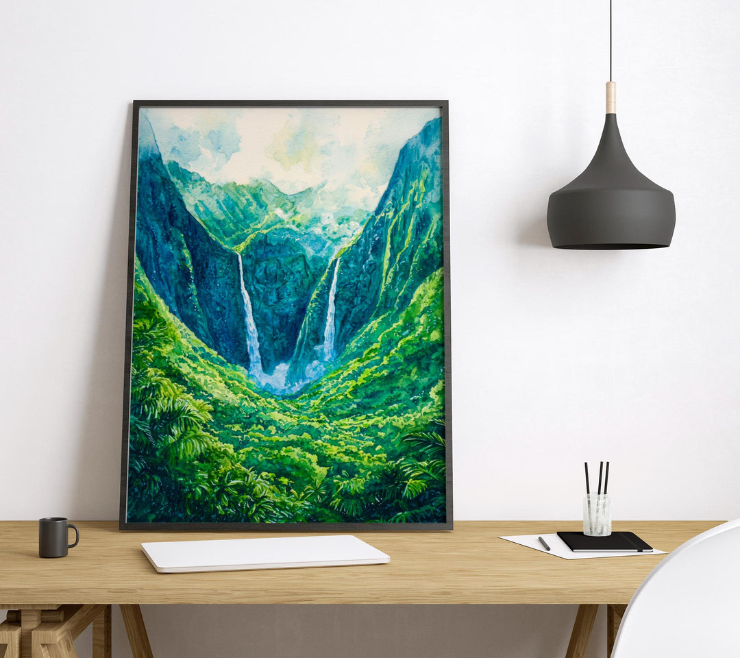 Halawa Valley Watercolor Poster Wall Art Halawa Valley Wall Hanging Home Décor Halawa Valley Gift Art Lovers United States Wall Art