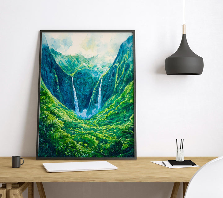 Halawa Valley Watercolor Poster Wall Art Halawa Valley Wall Hanging Home Décor Halawa Valley Gift Art Lovers United States Wall Art